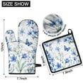thumbnail image 6 of Blue Flowers and Butterflies Kitchen Oven Mitt and Pot Holder Sets 2 Pcs for Baking, Cooking and Grilling, Heat Resistant Up To 392 °F, 6 of 7
