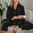 thumbnail image 6 of Uemuo Black Marble Texture Abstract Pattern Womens Pajama Sets,PJ Set for Women,Pajamas for Women Logo,Long Sleeve Pajama Set for Women,Soft Long Sleeve Top With Pants-, 6 of 9