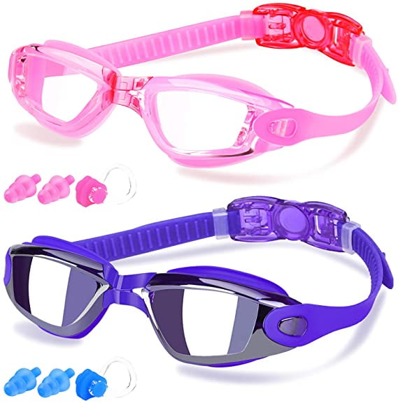 for Kids Age 3-14 Anti-fog 100% UV Protection ZABERT 3 Pack Kids Goggles for Swimming 