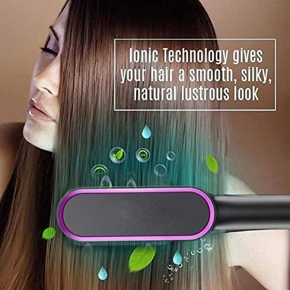 Amgra Hair Straightener Brush Straightening Brush Matte Black 5 Temps Straightening Comb Hot Brush Hairbrush Hot Comb Hair Straighteners For Women