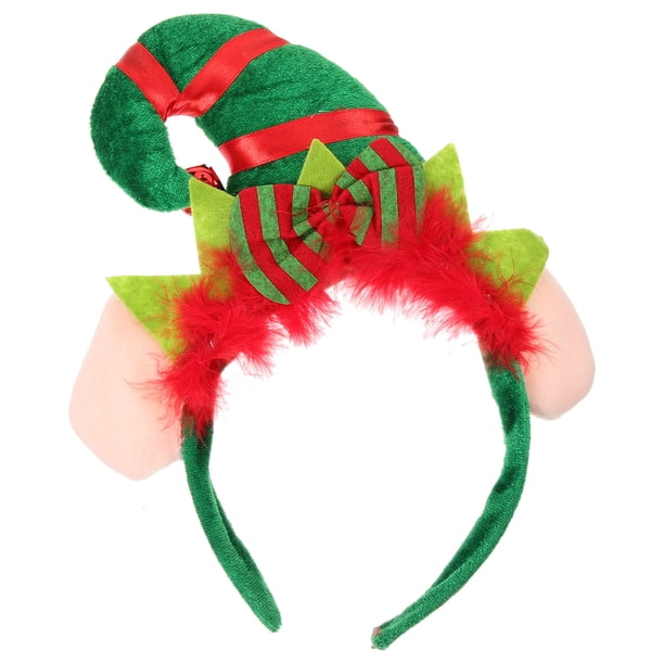 GOOHOCHY Diadema con forma de sombrero, aros para el pelo, pañuelo para la cabeza, banda para el pelo con cascabeles, tocado navideño, adorable tocado