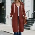 thumbnail image 2 of zaveiop Long Hoodies for Women Zip up Oversized Double Zipper Lined Fall Outfits Jackets Oversized Hooded Sweatshirts With Pockets (Brick Red, 3XL), 2 of 8