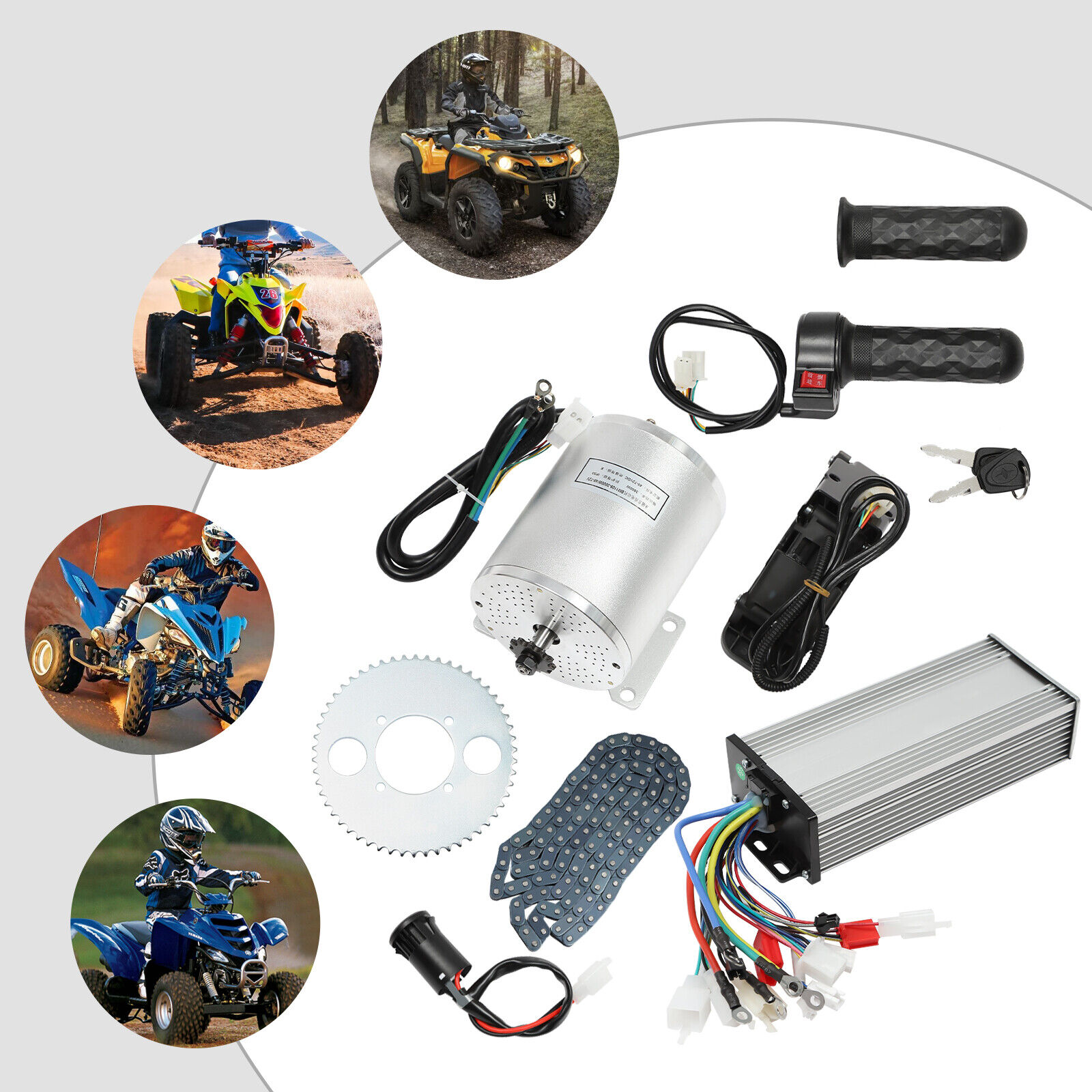 Miumaeov 48-72V 3000W Brushless Motor Kit with Controller For Scooters Electric Motorcycle Modified Bicycle