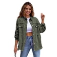thumbnail image 4 of LYMAYTER Women's Spring Shirt Long Sleeve Jacket Loose Top Ripped Denim Women's Top S-2XL, 4 of 5