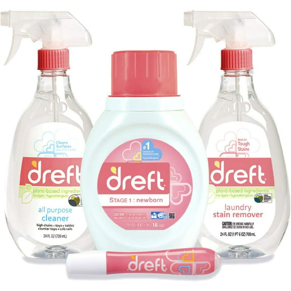 Dreft Loads of Joy Gift Set with Baby Laundry Detergent and Stain Remover Essentials, 8 Pieces