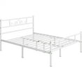 thumbnail image 3 of Fullfurnique Metal Platform Bed Frame with Scroll Headboard and Footboard, Full, White, 3 of 8