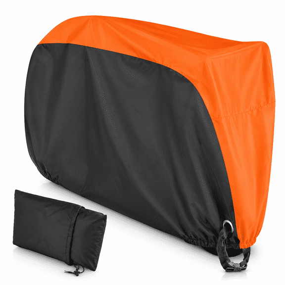 Bike Cover Waterproof Outdoor Bicycle Cover Anti Dust Rain Snow UV,Heavy Duty Oxford Fabric Covers with Lockholes & Storage Bag,Orange