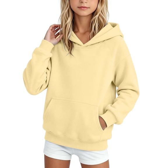 SHTXOZHI Girl's Hoodie Sweatshirt Long Sleeve Solid Color Basic Pullover Outdoor Casual Sport Tops with Front Pocket