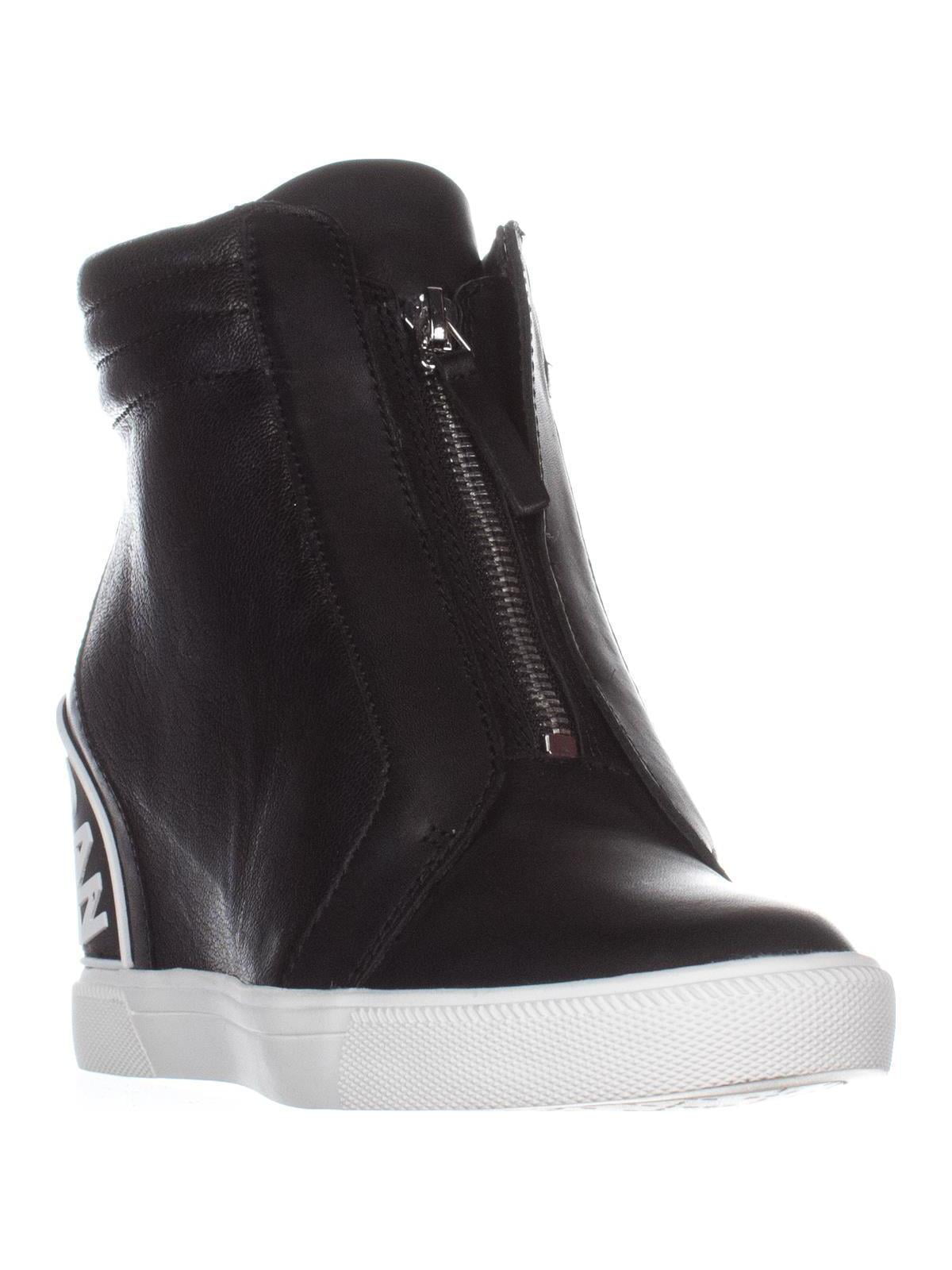 Womens DKNY Connie Fashion Wedge Sneakers, Black Leather - Walmart.com