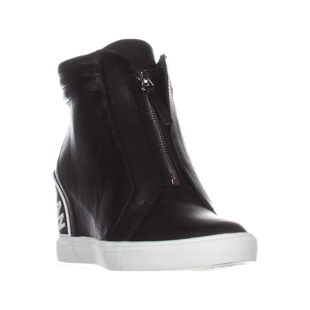 DKNY - Womens DKNY Connie Fashion Wedge Sneakers, Black Leather ...
