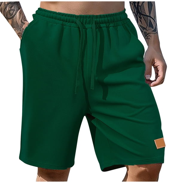 Pantalones de Cintura Elástica de Algodón de Color Sólido Pantalones de Playa de Pierna Recta con Bolsillos de Cordón