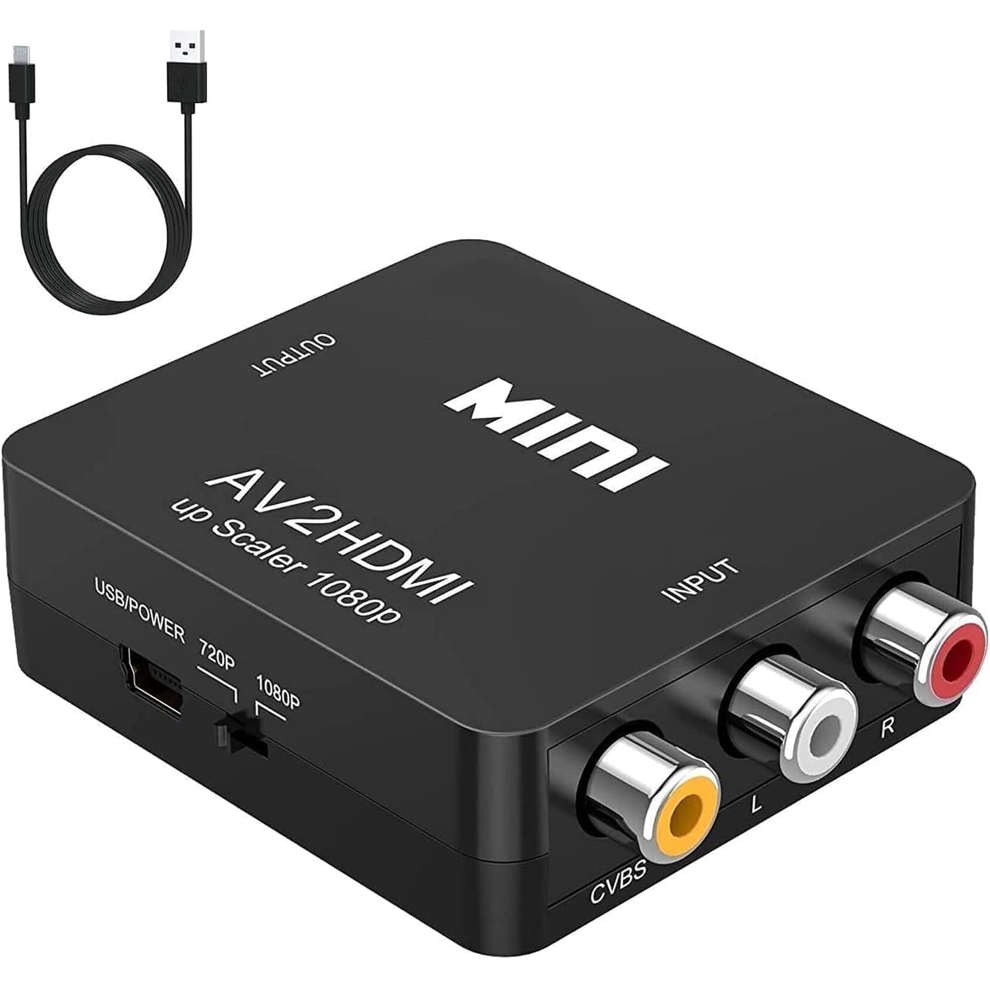 WIGACH RCA to HDMI,AV to HDMI Converter, 1080P Mini RCA Composite CVBS Video Audio Converter Adapter Supporting PAL/NTSC for TV/PC/ PS3/ STB/Xbox/VHS/VCR/Blue-Ray DVD Players
