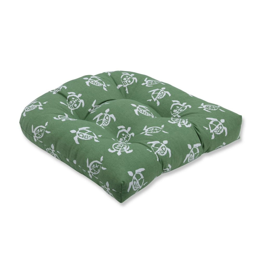 19" Green and White Novelty Wicker Seat Cushion