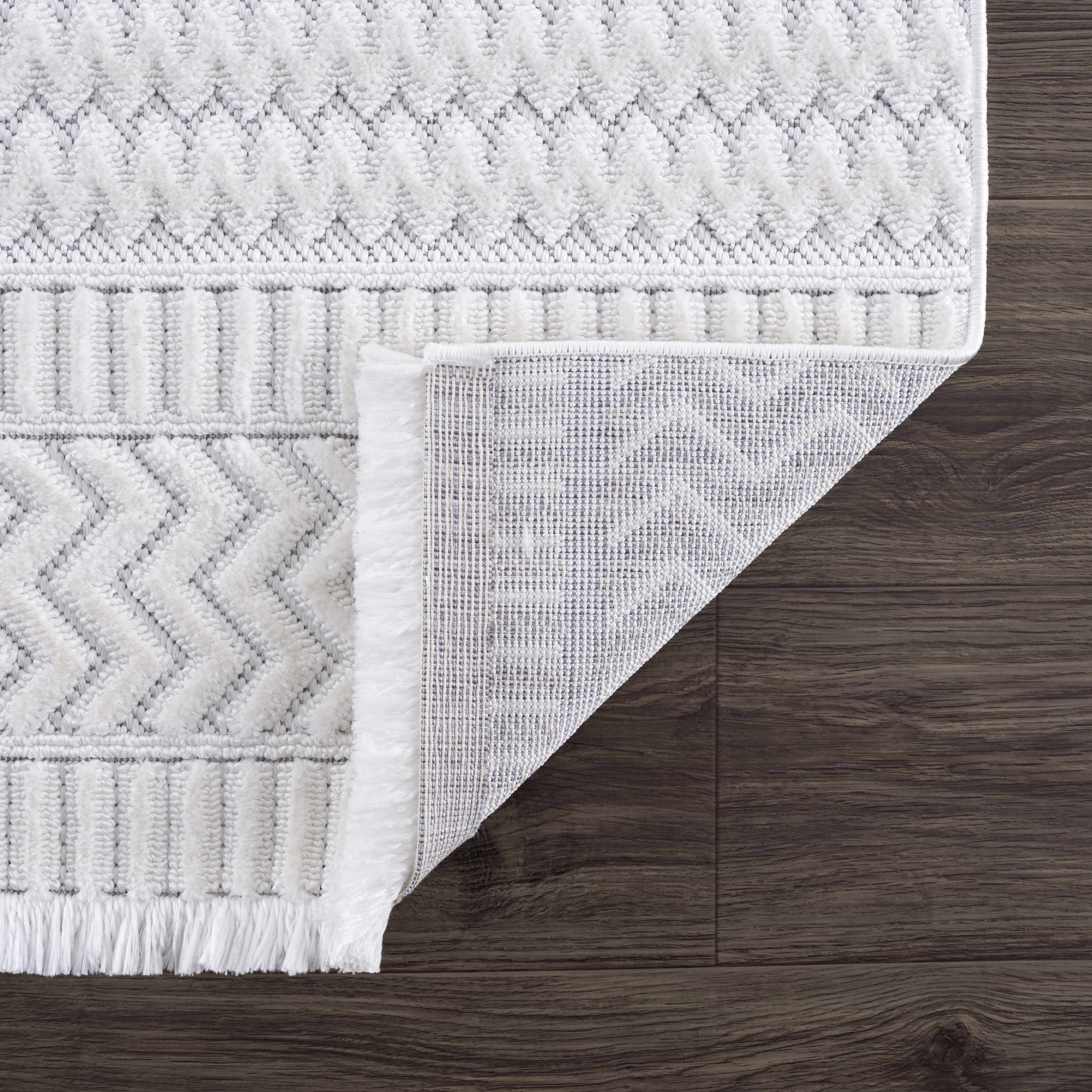 Hauteloom CIRA Living Room, Bedroom Area Rug - Traditional, Transitional - High Pile - White - 8'10" x 12'