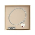 thumbnail image 3 of 7 1/4 inch Oval Eye Hook Bangle Bracelet w/ Heart medal charm w/ July Red Swarovski Crystal, 3 of 3