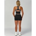 thumbnail image 6 of PISONIC Women Two Piece Workout Sets Color Block Backless Tank Top and High Waist Booty Lifting Shorts Gym Yoga Active Outfits, 6 of 6