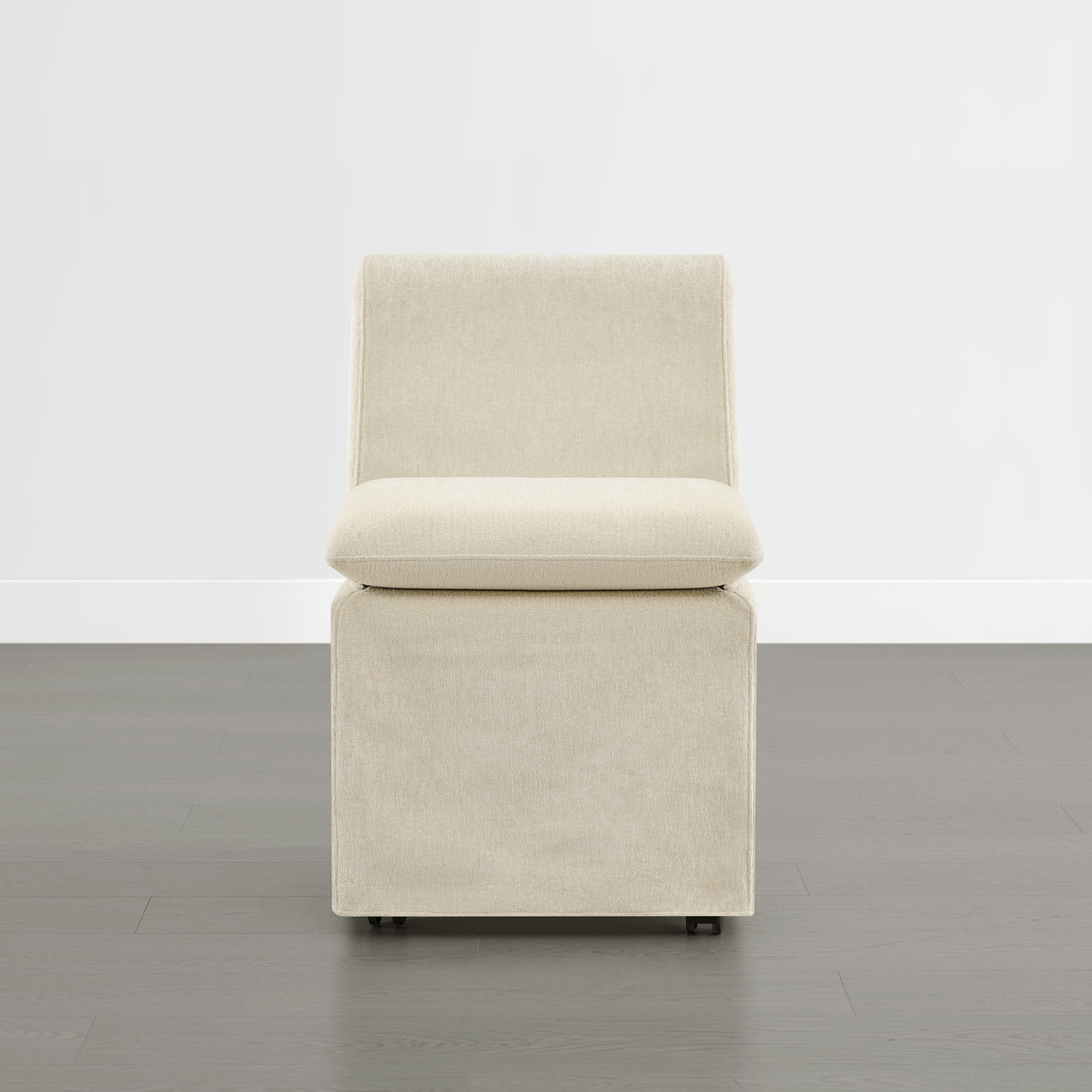 Spruce & Spring Armless Dining Chair with Casters and Washable Slipcover, Set of 2, Sand in Fabric