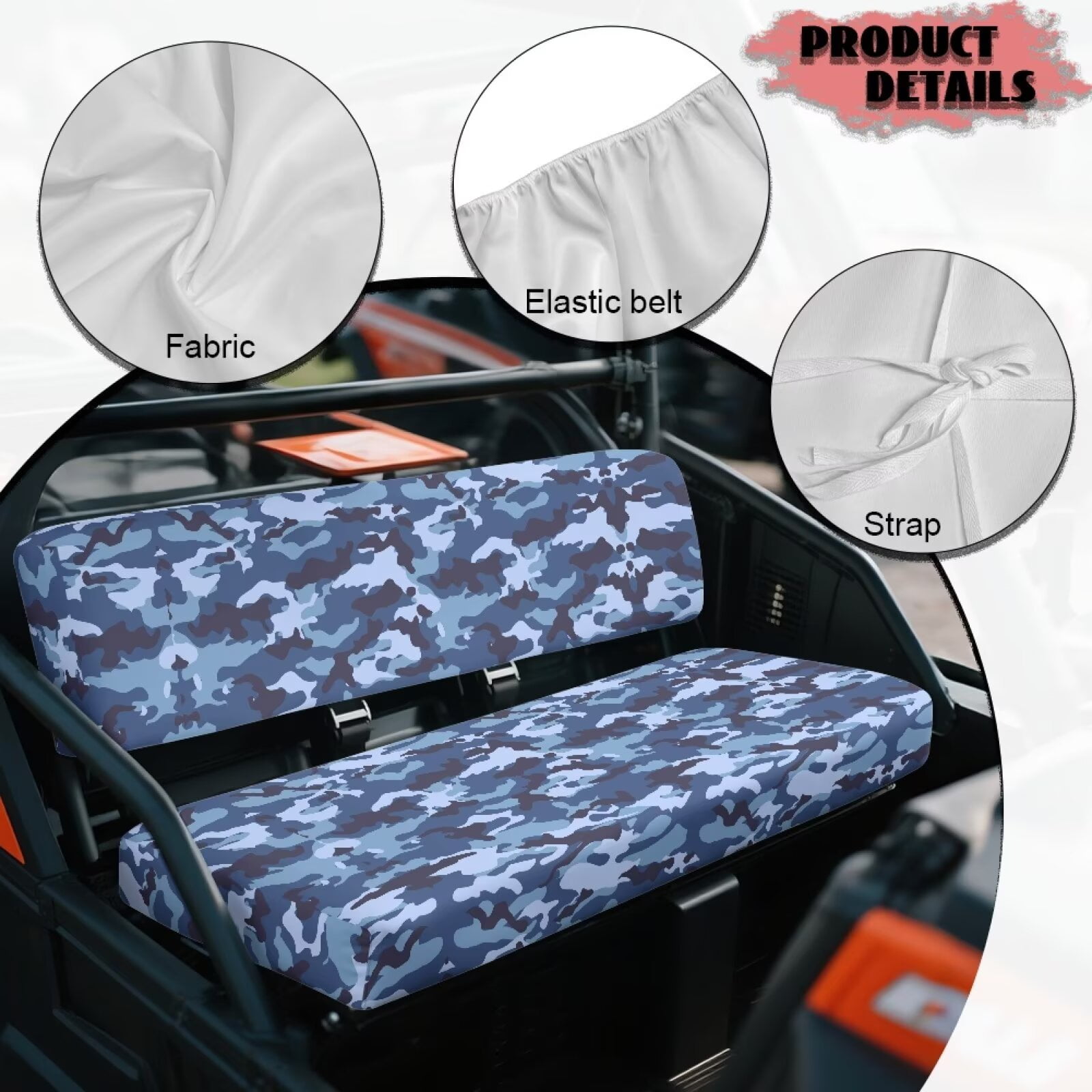 Uorisanigo UTV Bench Seat Cover Set Compatible with Kawasaki Mule 3010 Diesel 4x4 2003-2008 Blue Camouflage Print Mule Seat Cover All Season Weather Proof Covers Easy Installation
