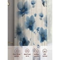 thumbnail image 6 of Navy Blue Floral Sheer Curtains 63 Inch Length 2 Panels Set Window Treatments, Spring Flowers Rustic Butterfly Rod Pocket Semi Curtains for Living Room/Bedroom/Kitchen Décor, 104"W x 63"L, 6 of 7
