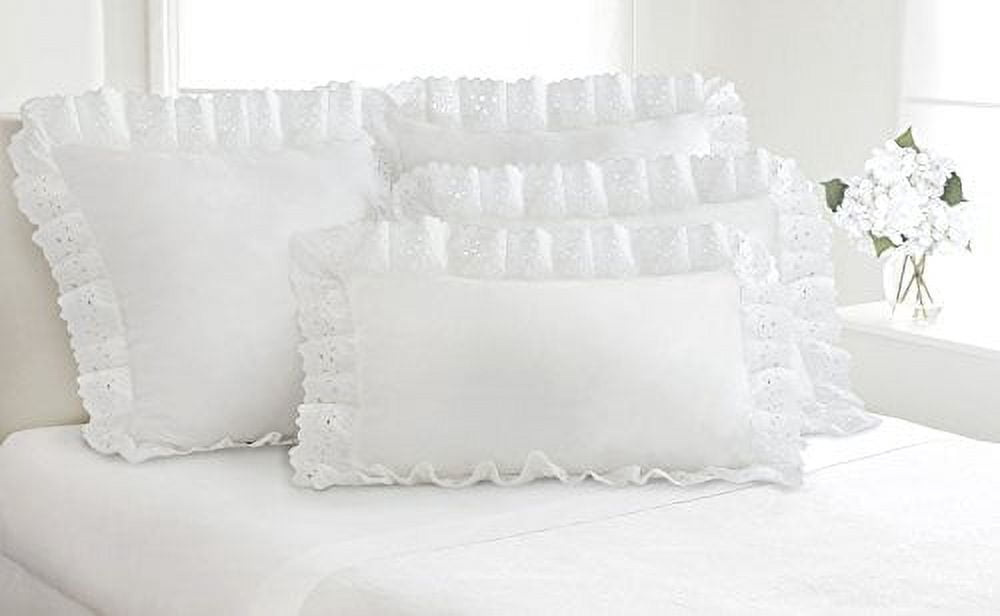 Fresh Idea Ruffled Eyelet 2-Pack Pillow Shams, Standard, White