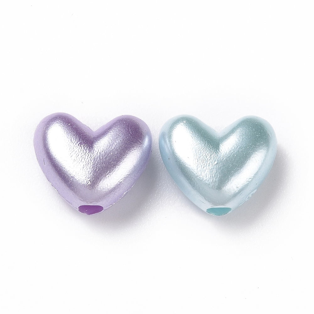 Imitation Pearl Acrylic Beads Heart Mixed color 9.5x11x5.5mm Hole: 2.2mm 1612pcs/500g