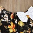thumbnail image 3 of Qiylii 2 Pcs Girl's Outfit, Floral Short Sleeve Bow Top, Loose Shorts with Belt, 3 of 6