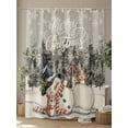 thumbnail image 4 of Fsddascl Grey Snowman Christmas Shower Curtain Set - Small 36" x 72" Washable Bathtub Curtain with 12 Hooks, Xmas Tree Rustic Snowflake Waterproof Fabric Stall Shower Curtains for Bathroom/Bathtub, 4 of 6