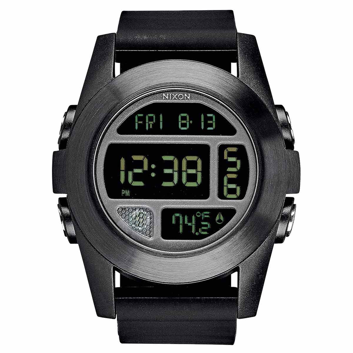 Nixon Men s A365001 Unit Exp Digital Black Dial Black Silicone Strap Chronograph Alarm Watch