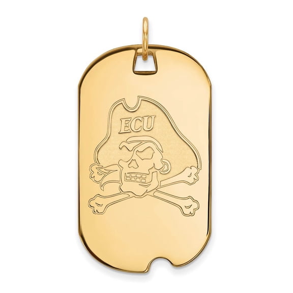 14k Yellow Gold Logoart East Carolina University Large Dog Tag Pendant Necklace