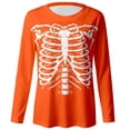 thumbnail image 4 of XIAOCHA Skeleton Ribcage Print T Shirt For Women Long Sleeve Round Neck Halloween Tee, 4 of 4