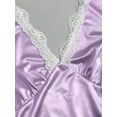 thumbnail image 5 of Lilac Purple Womens Halter Neck Lace Trim Satin Mini Dress A-Line Fit, 5 of 5
