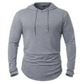 thumbnail image 3 of Breezora Men's Long Sleeve Hooded T-Shirt Athletic Workout Top Lightweight Breathable Sweatshirt for Outdoor and Gym XL Size Gray, 3 of 5
