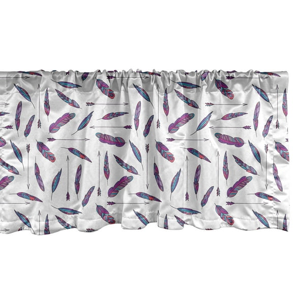 Ambesonne Hippie Window Valance, Ornate Feathers and Arrows, 54" X 18", Violet and Multicolor