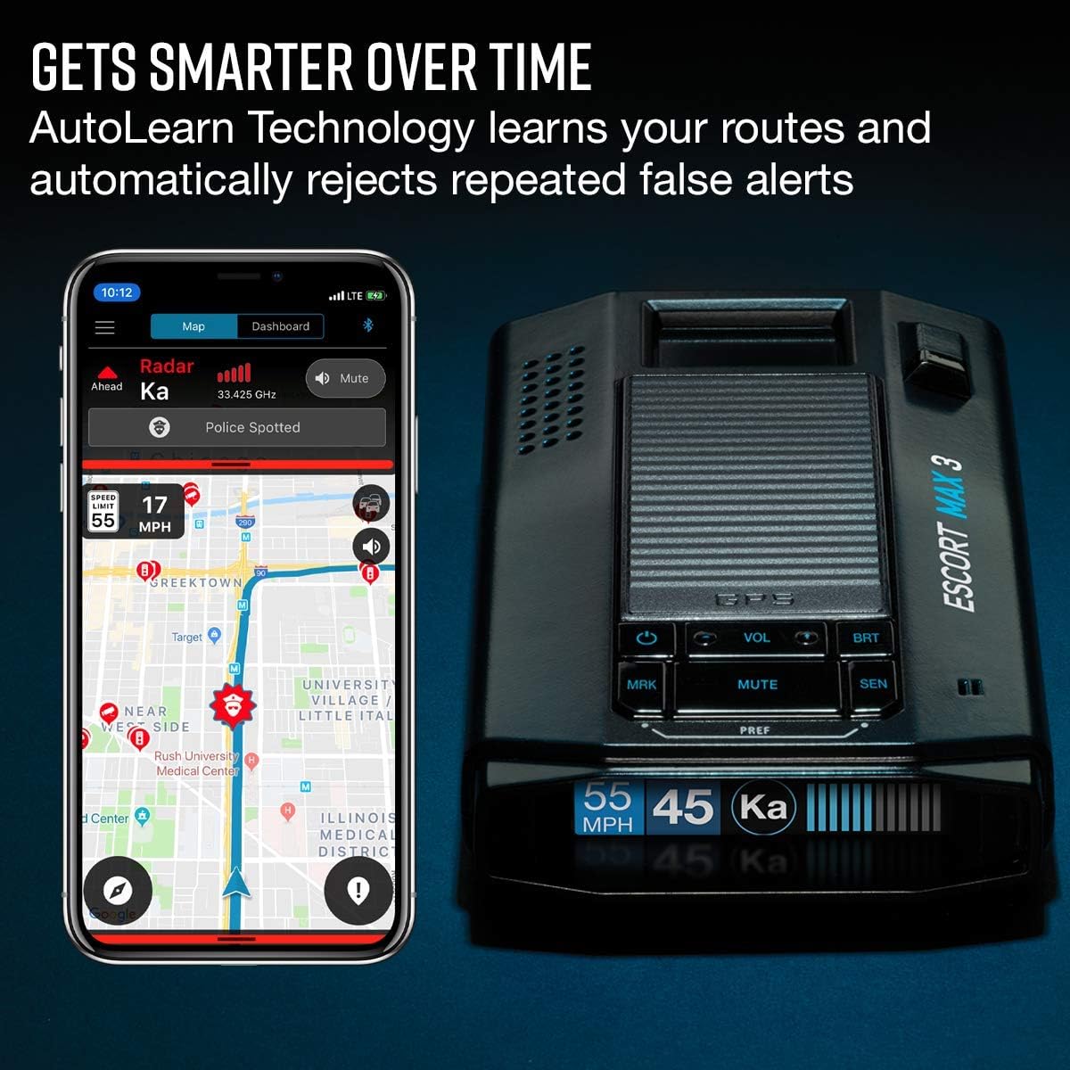 ESCORT MAX 3 Radar Detector, AutoLearn GPS, Extreme Range, Advanced Filtering, Apple CarPlay, New - image 6 of 12