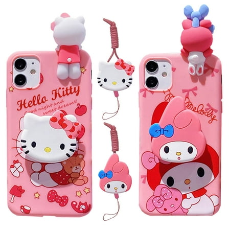 For Samsung Galaxy S7 Edge S8 S9 S10 S20 S21 S22 S23 Plus Ultra S21FE Note 9 10 Case My Melody Hello Kitty Case With Holder Rope