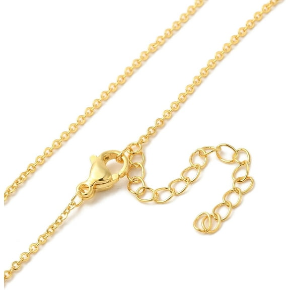 golden Plated Brass Cable Chain Necklaces with Lobster Claw Clasps 18 inch 1.5mm