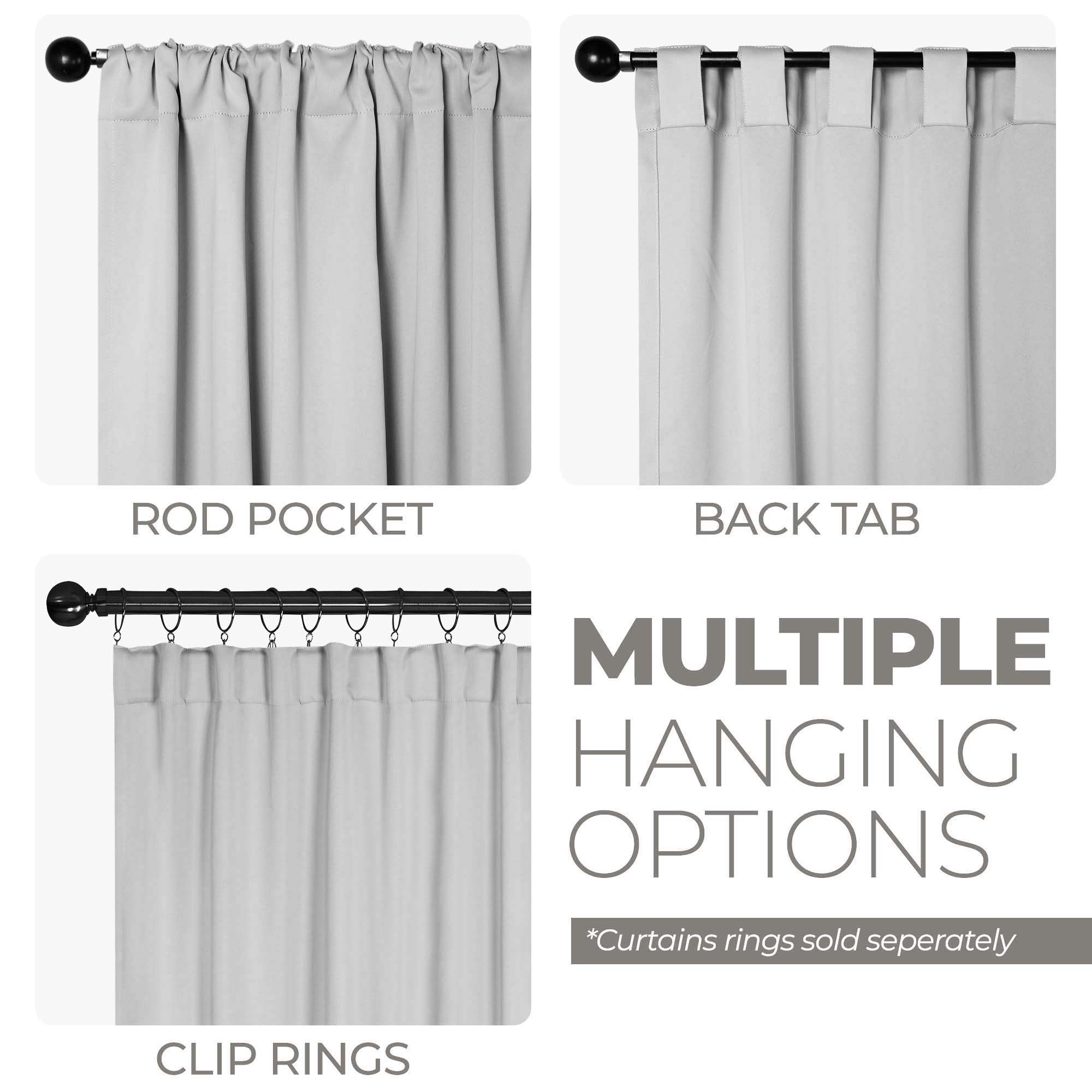 Superior Blackout Solid Light Filtering Back Tab Curtain Panel Set, 42" x 108", Marshmellow