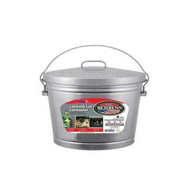1PK Behrens 6106 Galvanized Steel Locking Lid Can, 6 Gallon