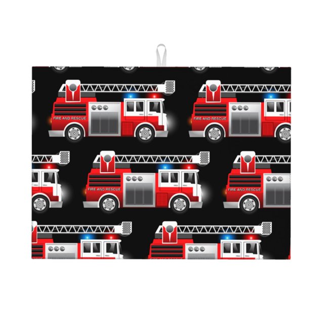 Balery Fire and Rescue Truck Alfombrilla de Secado para Cocina, 18x24 Pulgadas, Súper Absorbente para Platos y Encimeras