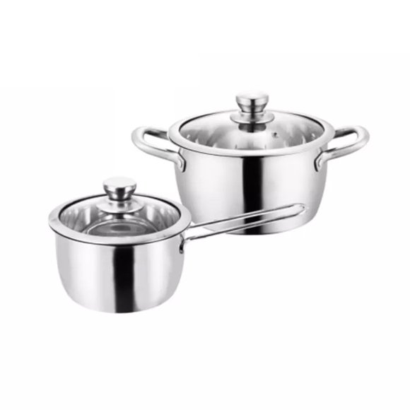 TOYTEXX 2 PCS Stainless Steel Pot Set, 20cm Soup Pot and 16cm Sauce Pot