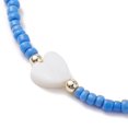 thumbnail image 4 of 3Set 5Pcs 5 Colors Natural Shell Heart & Seed Bead Bracelets Set Adjustable Synthetic Hematite Stackable Bracelets Blue Inner Diameter: 2-1/4~3-3/8 inch(5.6~8.7cm) 1Pc/color, 4 of 6