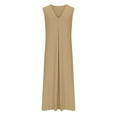 thumbnail image 4 of BSDJILFG 50% ,Maxi Dresses for Women Plus Size Casual Solid Color V Neck Tank Flowy Loose Cami Dresses Pajama Dress for Women with Pockets Sundresses Pullover Sleepwear Sizes S-3XL, 4 of 6