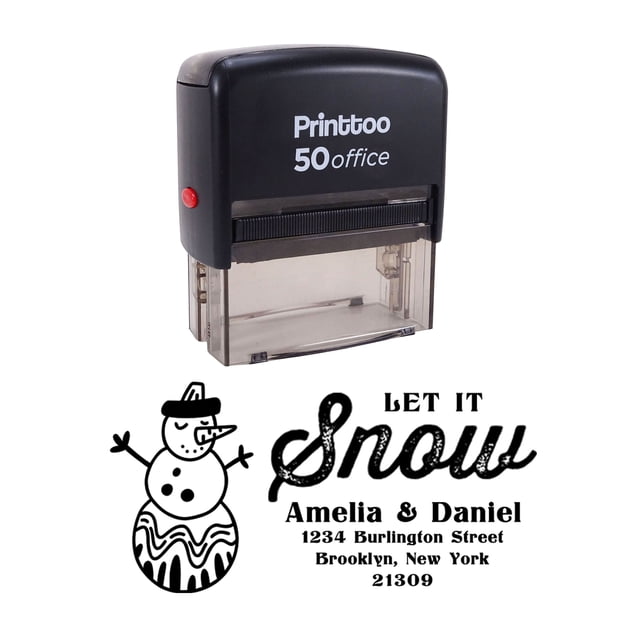 Printtoo Personalized Black Self Inking Let It Snow Favor Stamp Custom Christmas Rubber Stamper-68 x 30 mm