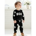 thumbnail image 4 of BemeyourBBs Baby Boy Halloween Outfit Embroidery Ghost Print Sweatshirt and Pants, 4 of 9