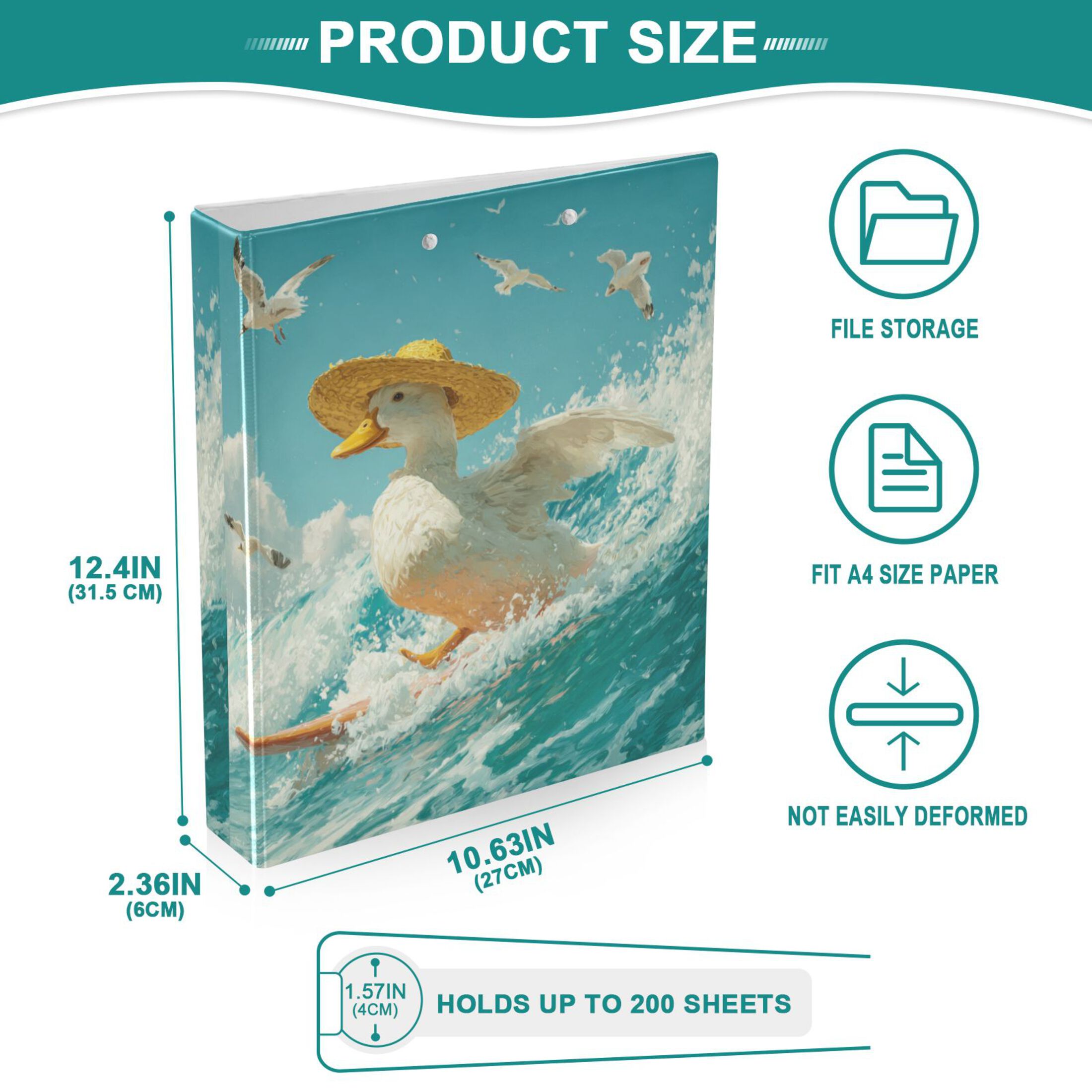 WOBOGO White Duck File Folders Extra Large Capacity to Hold 200 Sheets of Documents Hard Shell Ring Binder for School Home Office