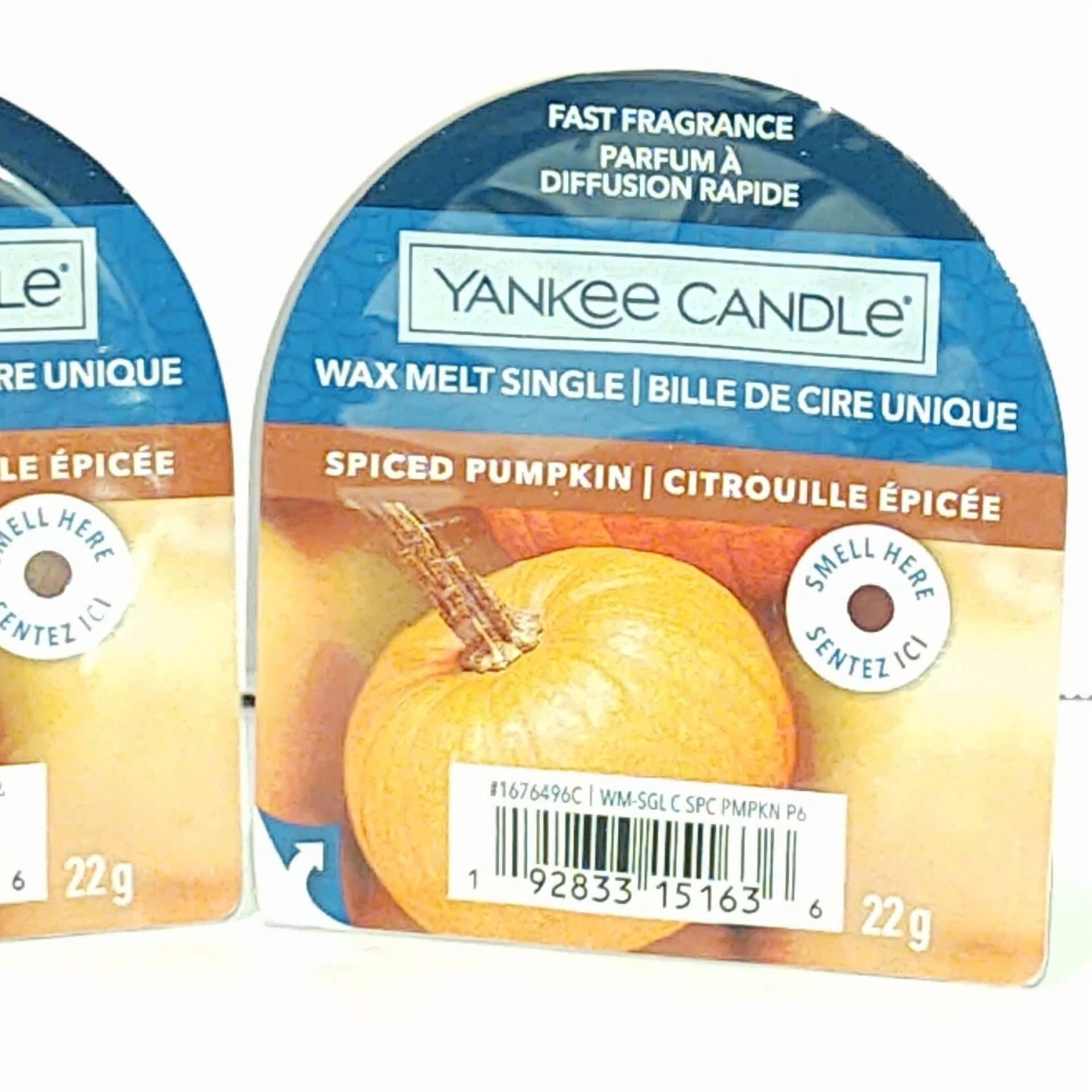 Yankee Candle Spiced Pumpkin Wax Melt Tart Singles X 2 0.8 Oz Each New