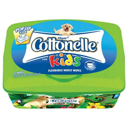 Cottonelle For Kids Flushable Wipes Tub, 42 Count