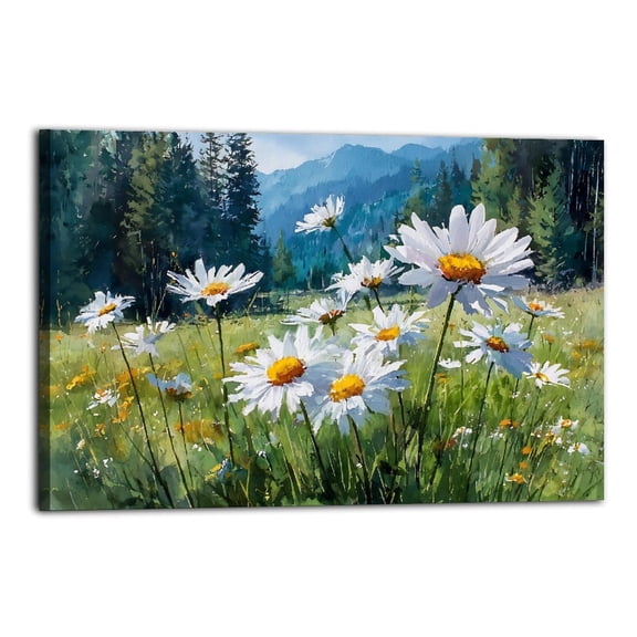 Larbulse Daisies in A Meadow Canvas Wall Art Home Decor Poster Vintage Funny Print Picture Abstract Bedroom Living Room Kitchen Posters Decor