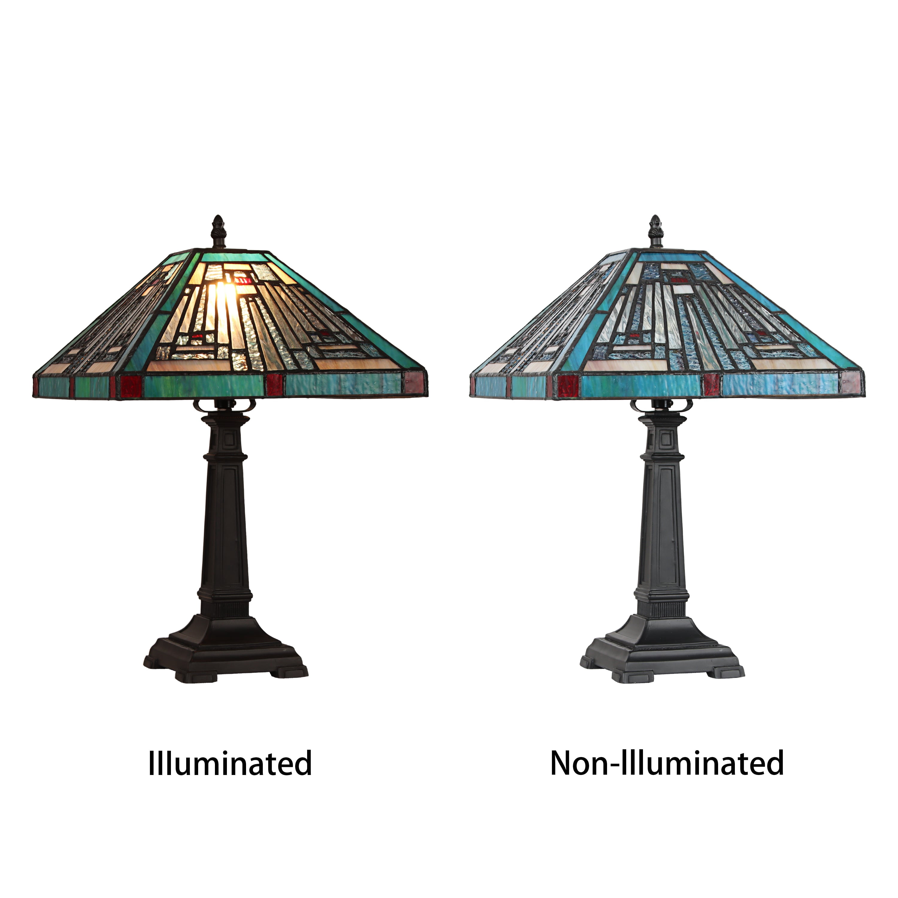 Radiance Goods Mission Tiffany-Style Blackish Bronze 1 Light Table Lamp 12" Wide