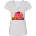 thumbnail image 3 of Inktastic Pink Aloha Palm Women's V-Neck T-Shirt, 3 of 5